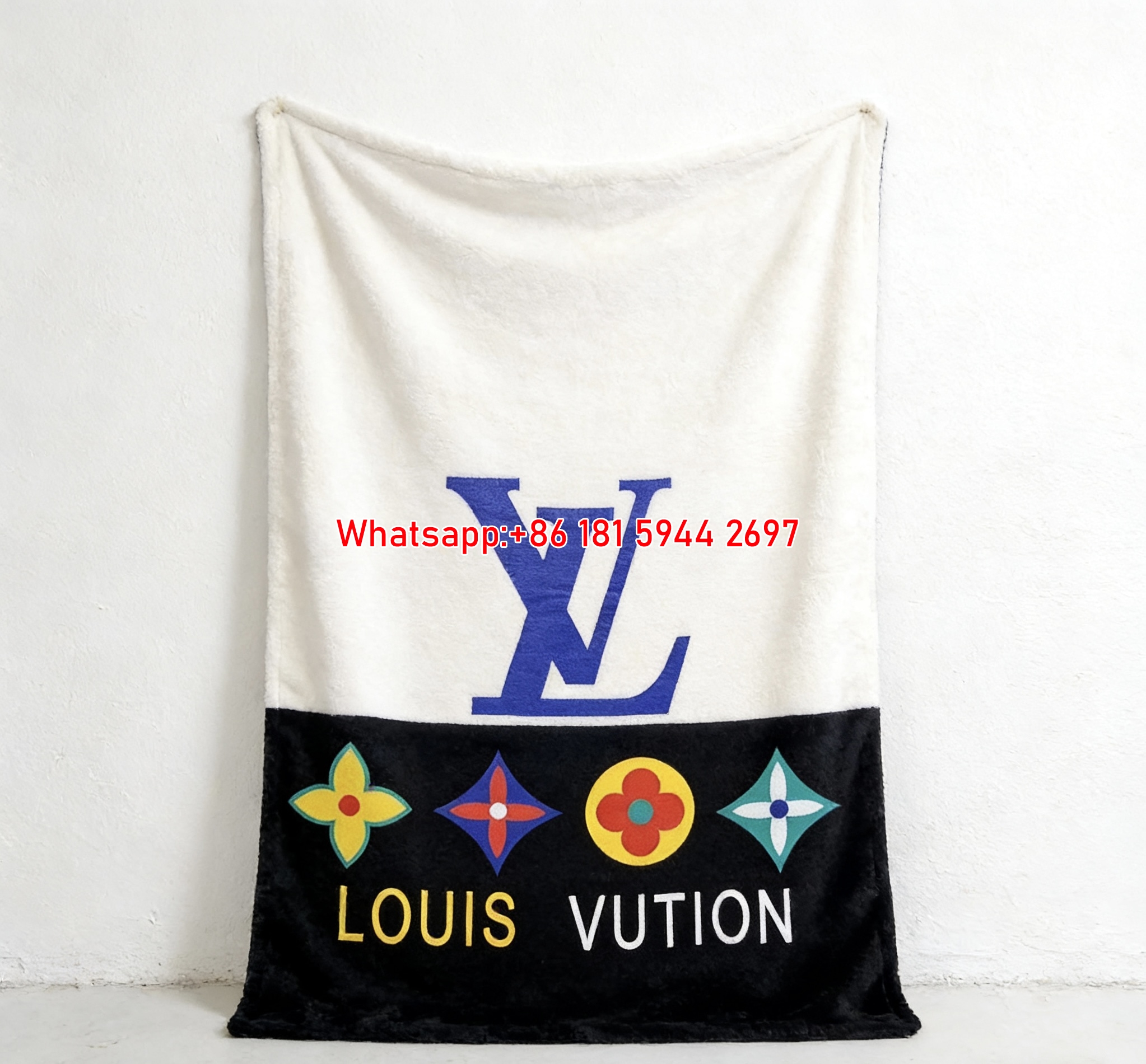LV Colorful Monogram Blanket Bold LV Floral Logo Throw 226